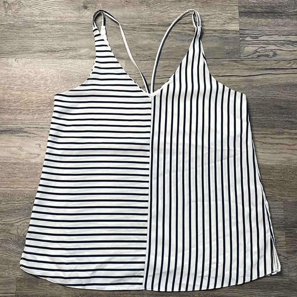 TopShop Women’s White and Navy Blue Striped Camisole Tank, size 6